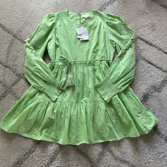 Cami Nyc Carolina Dress Neo Mint cotton poplin mini long sleeve XL new - Picture 2 of 16